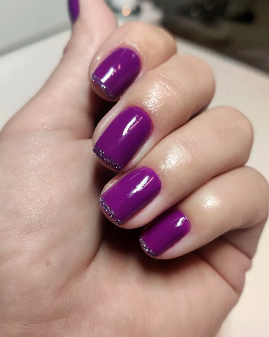Dark green gel manicure